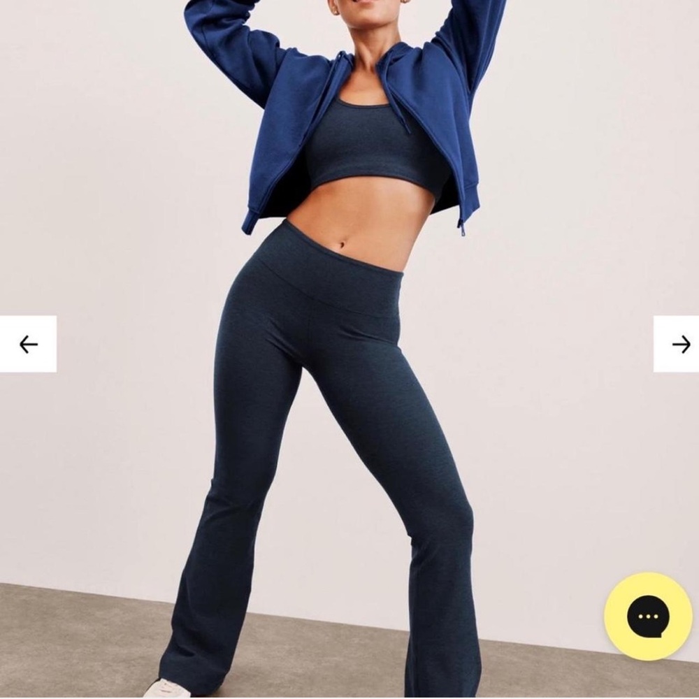 Beyond yoga blue space dye flared high waisted leggings